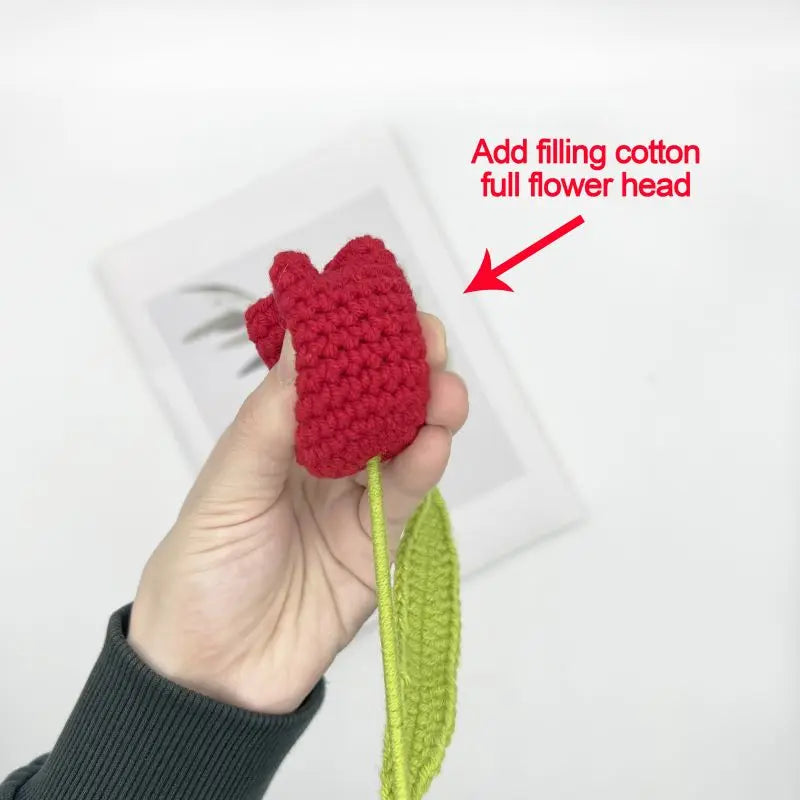 Knitting Crochet Chubby Tulip Artificial Flowers Bouquet Home Room Decor Wedding Table Decoration Accessories Mother's Day Gift