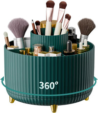 Makeup Brush Holder Organizer 5 Slot 360° Rotating Makeup Brushes Desktop Storage Organizers for Vanity Desktop Bathroom Office
