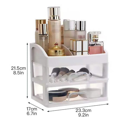 Makeup Organizer with 3 Drawers, Bathroom Vanity Countertop Storage for Cosmetics, Brushes, Lotion, Nail Lipstick and Jewelry