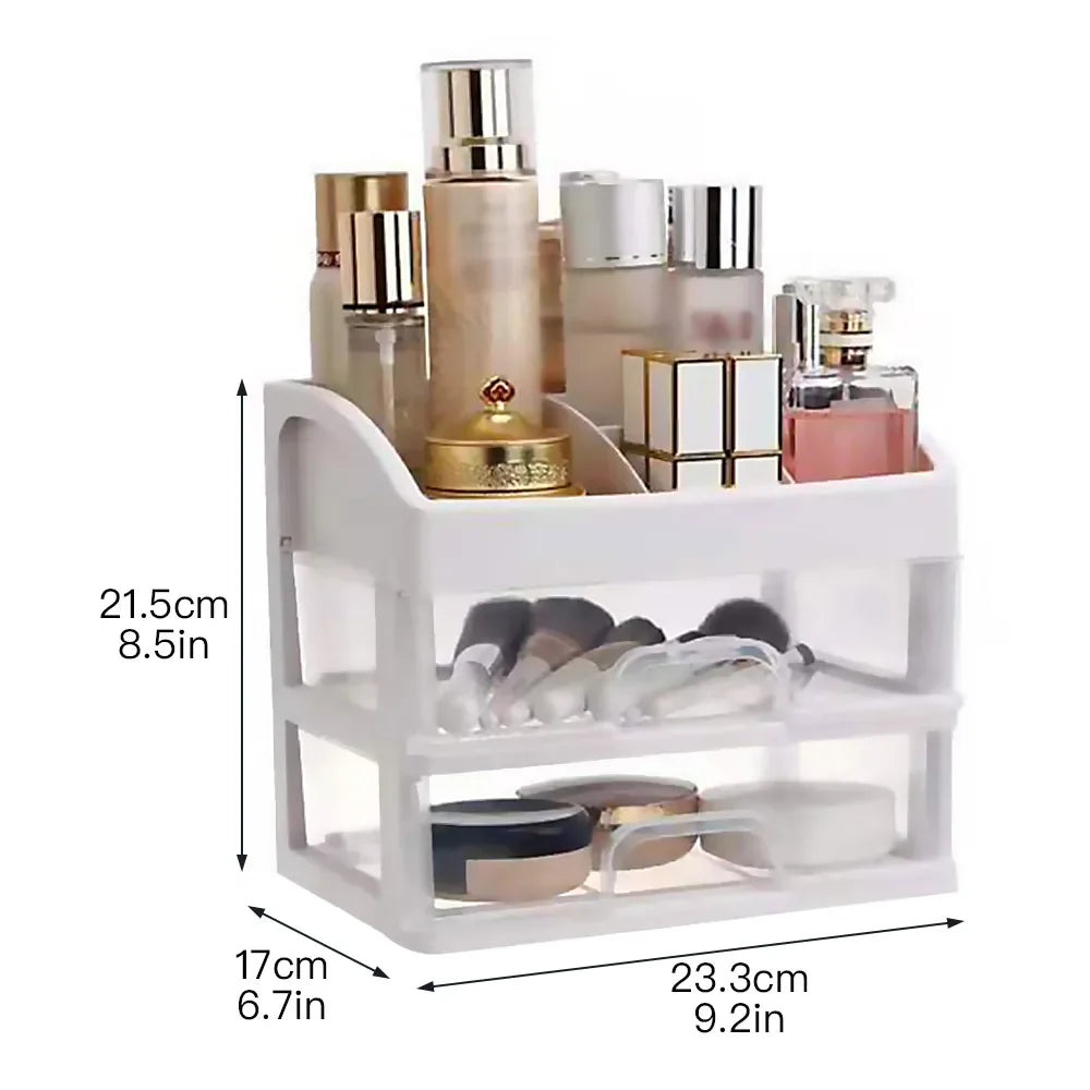 Makeup Organizer with 3 Drawers, Bathroom Vanity Countertop Storage for Cosmetics, Brushes, Lotion, Nail Lipstick and Jewelry