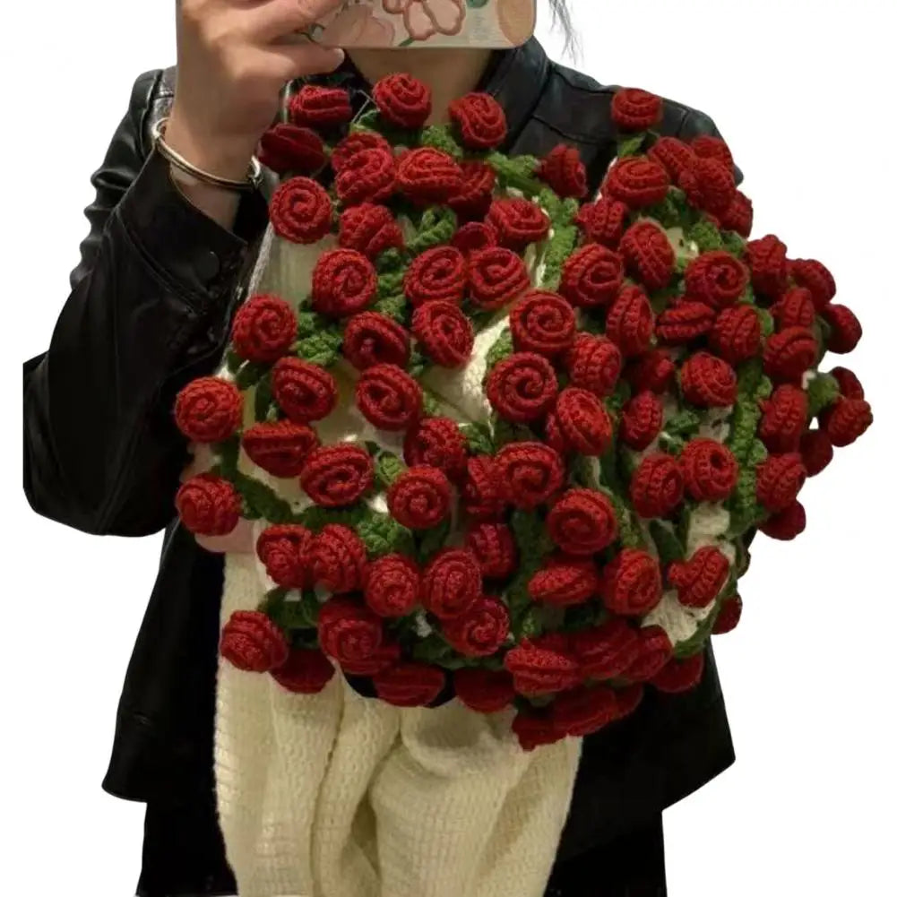 Flower Blanket Crocheting Kit Rose Bouquet Blanket DIY Kit Crochet Bouquet Throw Blanket Craft Set For Mother's Day Gift Home