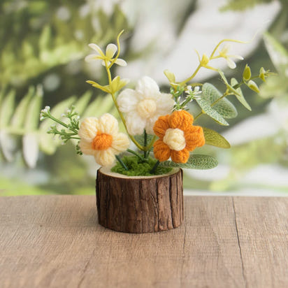 Crochet Flowers Car Ornaments Cute Knitting Flowers Potted Graduation Gift Hand-woven Potted Plants Car Table Home Decor