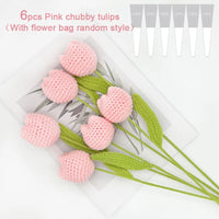 Knitting Crochet Chubby Tulip Artificial Flowers Bouquet Home Room Decor Wedding Table Decoration Accessories Mother's Day Gift