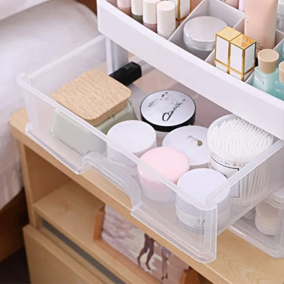 Makeup Organizer with 3 Drawers, Bathroom Vanity Countertop Storage for Cosmetics, Brushes, Lotion, Nail Lipstick and Jewelry