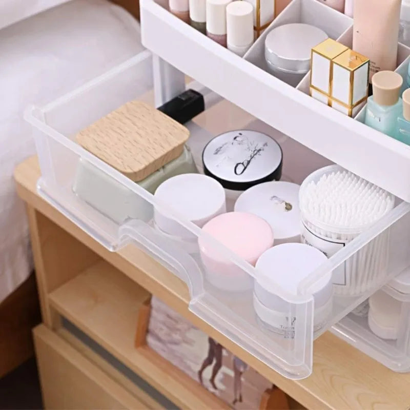 Makeup Organizer with 3 Drawers, Bathroom Vanity Countertop Storage for Cosmetics, Brushes, Lotion, Nail Lipstick and Jewelry