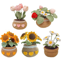 DIY Tulip Flowers Plant Potted Crochet Knitting Kit for Adults and Kids Crochet Starter Knitting Kit Handmade Crafts Lovers Sew