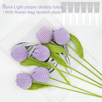 Knitting Crochet Chubby Tulip Artificial Flowers Bouquet Home Room Decor Wedding Table Decoration Accessories Mother's Day Gift