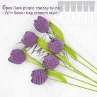 Knitting Crochet Chubby Tulip Artificial Flowers Bouquet Home Room Decor Wedding Table Decoration Accessories Mother's Day Gift
