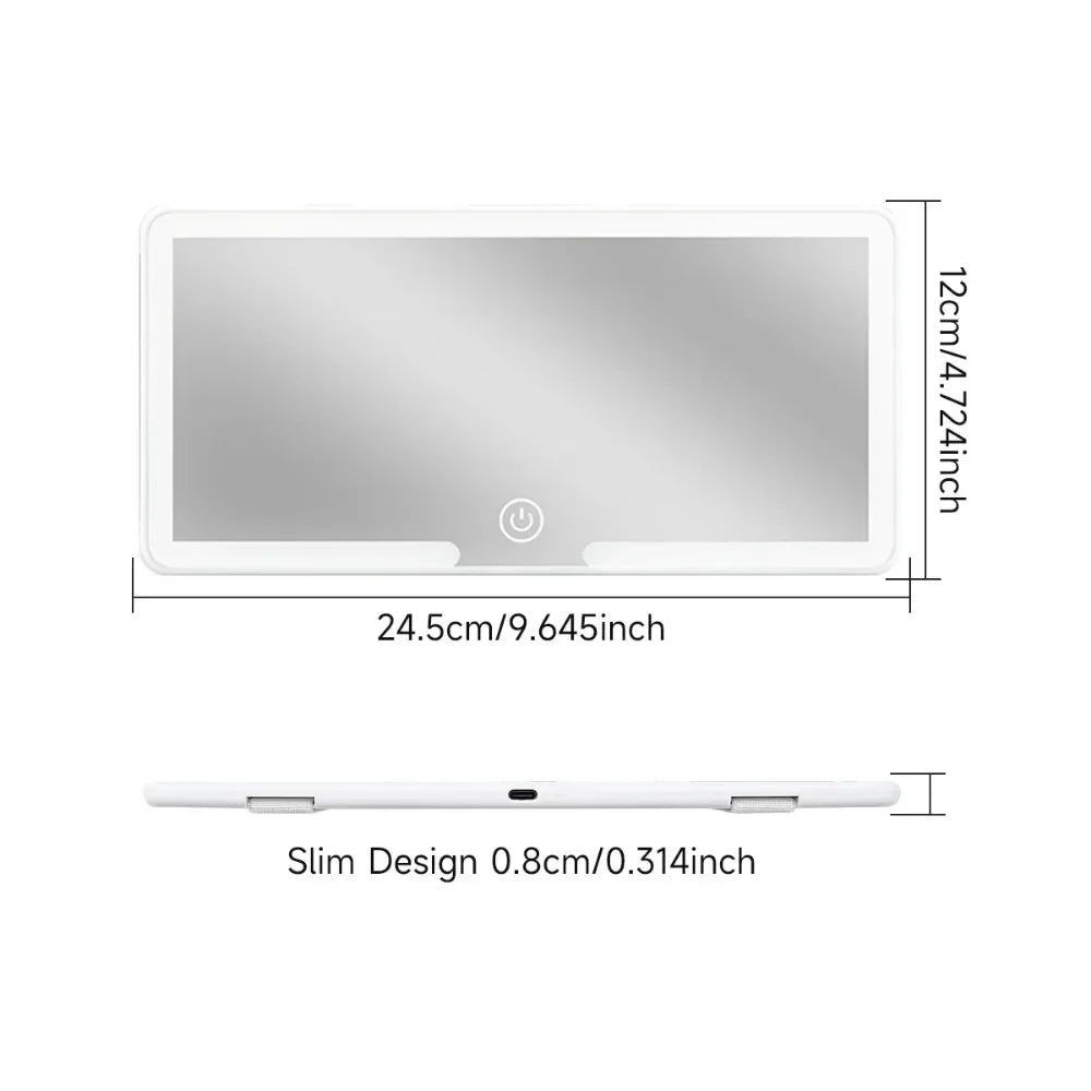 Car Interior Mirror Sun Visor Cosmetic Mirror HD Adjustable with LED Light Rechargeable Touch Screen Rearview Mirror