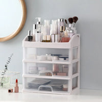 Makeup Organizer with 3 Drawers, Bathroom Vanity Countertop Storage for Cosmetics, Brushes, Lotion, Nail Lipstick and Jewelry