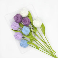 Knitting Crochet Chubby Tulip Artificial Flowers Bouquet Home Room Decor Wedding Table Decoration Accessories Mother's Day Gift