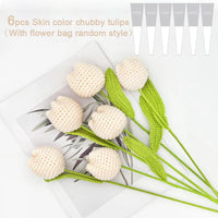 Knitting Crochet Chubby Tulip Artificial Flowers Bouquet Home Room Decor Wedding Table Decoration Accessories Mother's Day Gift