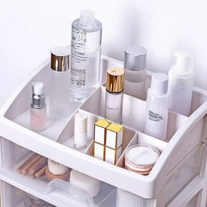 Makeup Organizer with 3 Drawers, Bathroom Vanity Countertop Storage for Cosmetics, Brushes, Lotion, Nail Lipstick and Jewelry