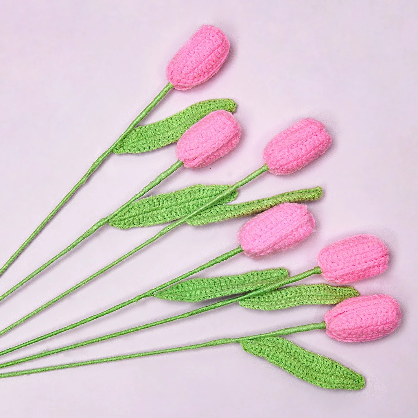 6pcs Crochet Tulip Artificial Flowers