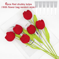 Knitting Crochet Chubby Tulip Artificial Flowers Bouquet Home Room Decor Wedding Table Decoration Accessories Mother's Day Gift