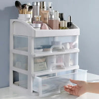 Makeup Organizer with 3 Drawers, Bathroom Vanity Countertop Storage for Cosmetics, Brushes, Lotion, Nail Lipstick and Jewelry