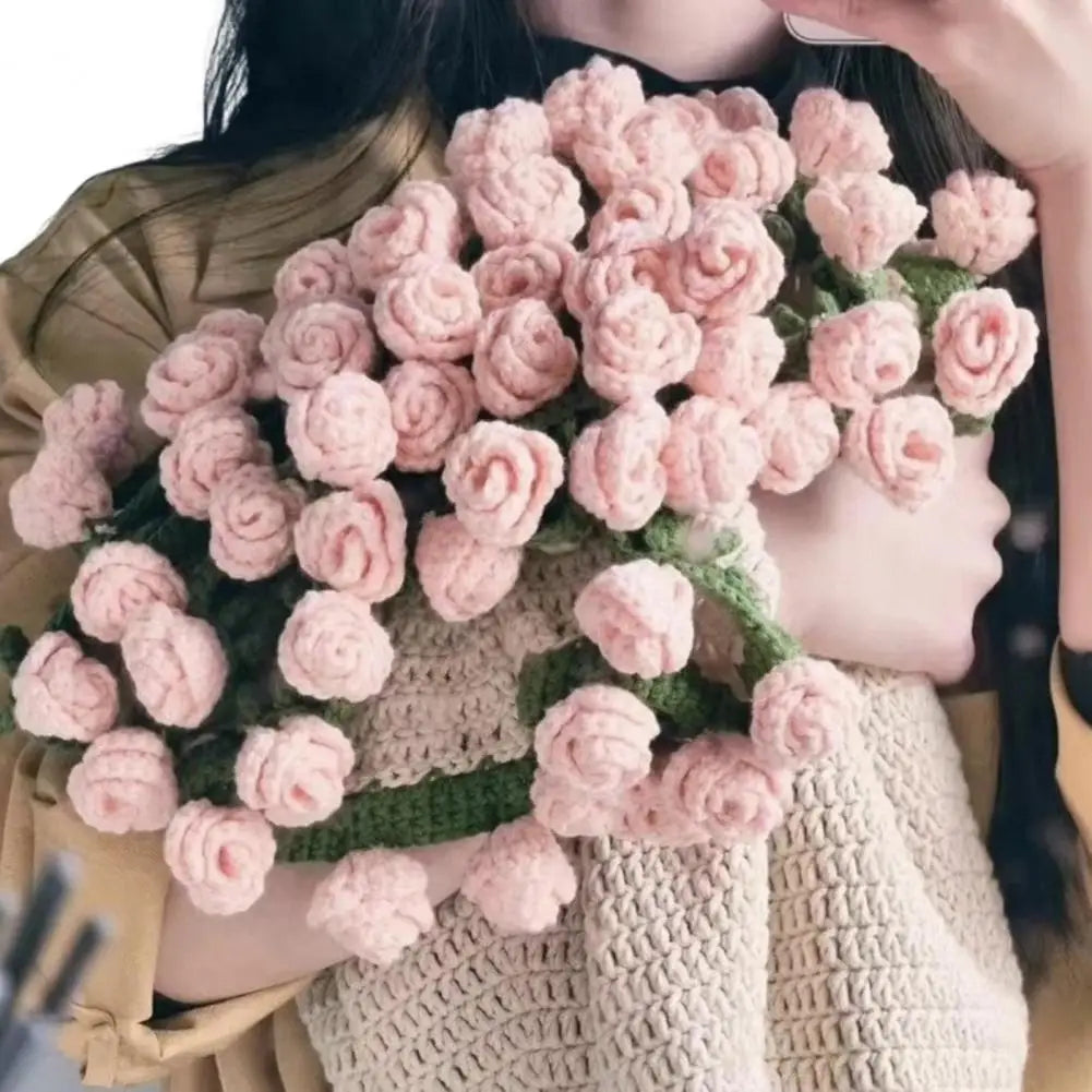 Flower Blanket Crocheting Kit Rose Bouquet Blanket DIY Kit Crochet Bouquet Throw Blanket Craft Set For Mother's Day Gift Home