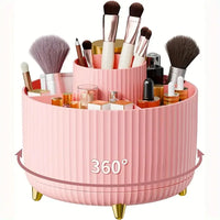 Makeup Brush Holder Organizer 5 Slot 360° Rotating Makeup Brushes Desktop Storage Organizers for Vanity Desktop Bathroom Office