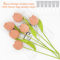 Knitting Crochet Chubby Tulip Artificial Flowers Bouquet Home Room Decor Wedding Table Decoration Accessories Mother's Day Gift