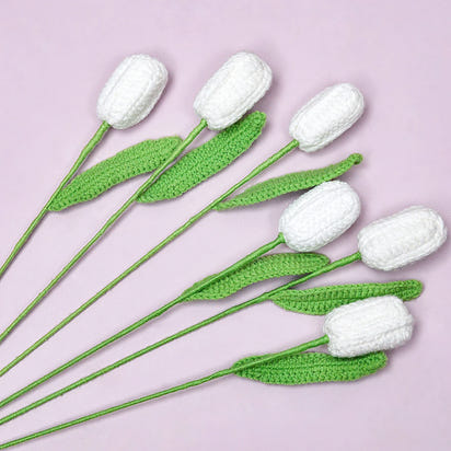 6pcs Crochet Tulip Artificial Flowers
