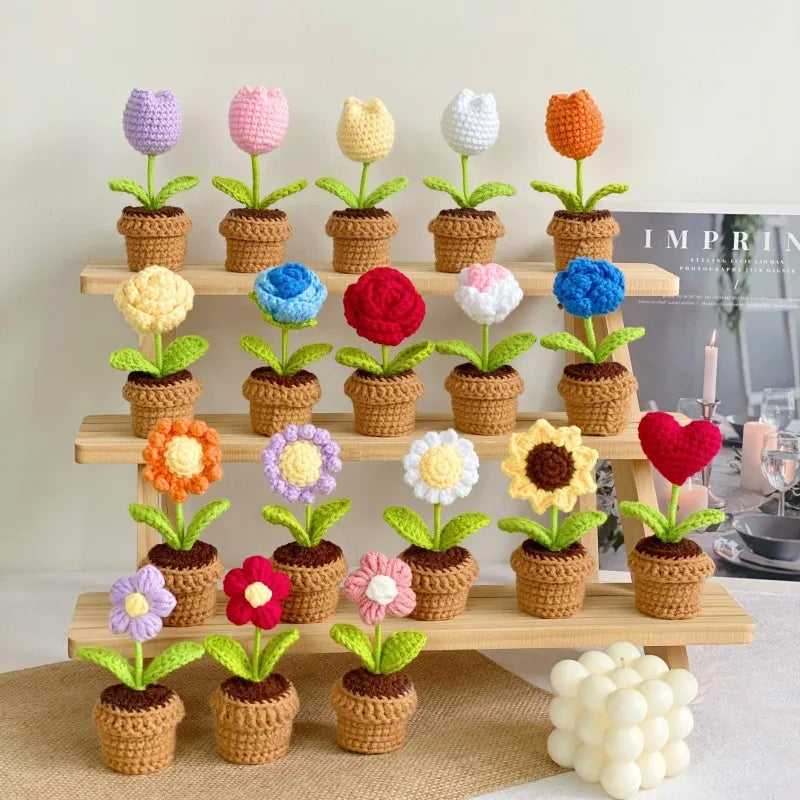 Small potted plant crochet simulation