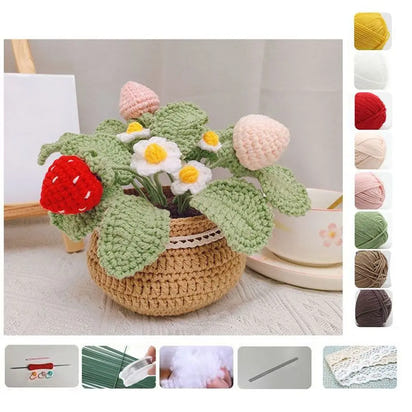 DIY Tulip Flowers Plant Potted Crochet Knitting Kit for Adults and Kids Crochet Starter Knitting Kit Handmade Crafts Lovers Sew